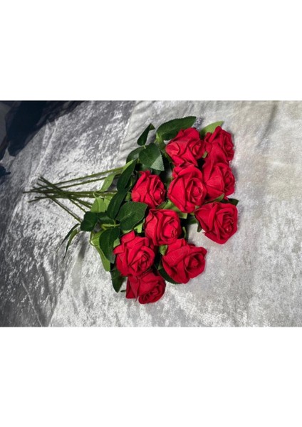 Yapay Kadife Gül 10 Adet Kırmızı 50 cm indirimleri