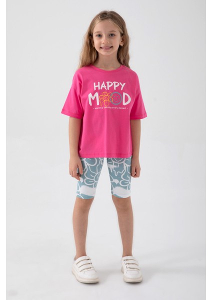 Happy Mood Açık Fuşya Kız Çocuk Bermuda Takım