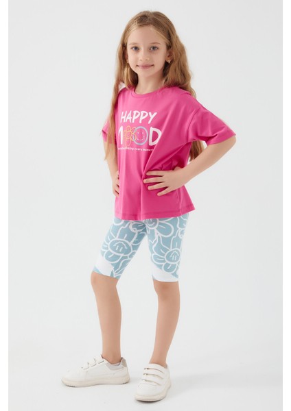 Happy Mood Açık Fuşya Kız Çocuk Bermuda Takım