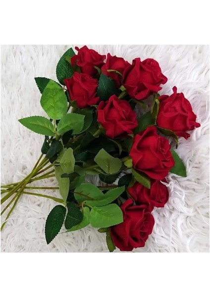 Yapay Kadife Gül Kırmızı 10 Adet modelleri