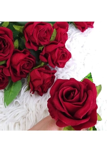 Yapay Kadife Gül Kırmızı 10 Adet fırsatları