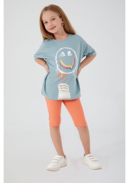 Happy Smile Yeşil Kız Çocuk Bermuda Takım