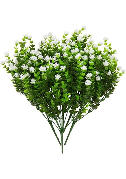 Yapay Çiçek Beyaz Mineli Şimşir Dekoratif Yapay Bitki