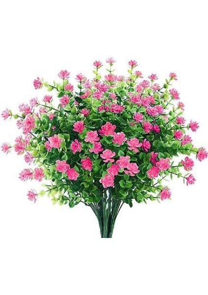 Yapay Çiçek Pembe Mineli Şimşir Dekoratif Yapay Bitki