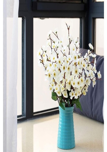 Yapay Çiçek Bahardalı Japon Kiraz Çiçeği 7 Dallı 57CM Beyaz