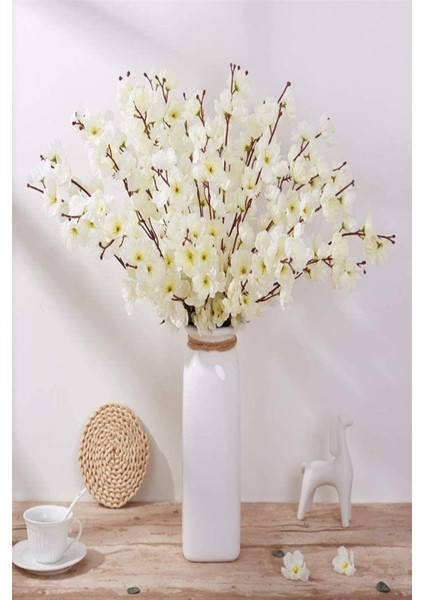 Yapay Çiçek Bahardalı Japon Kiraz Çiçeği 7 Dallı 57CM Beyaz modelleri