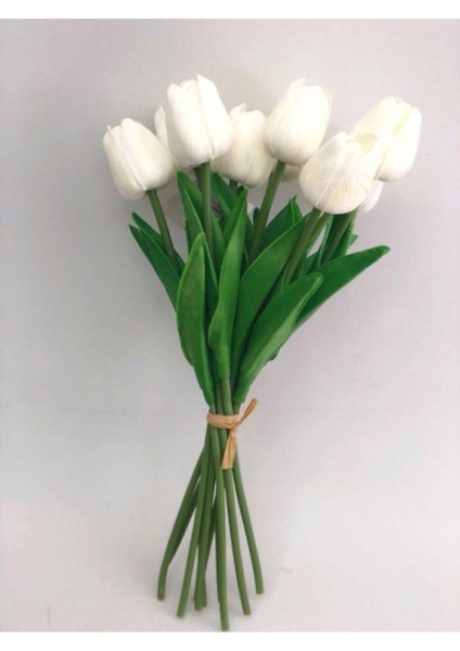 Yapay 8 Li Islak Lale Buketi Gerçeksi Doku Beyaz fiyatları