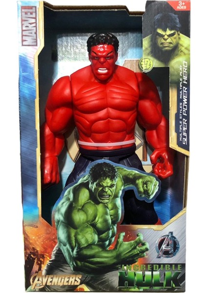 Kırmızı Hulk Karakter Sesli ve Işıklı Oyuncak Red Hulk Figür 30 cm - Tuka