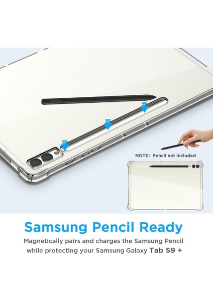 Samsung Galaxy Tab S9 FE Plus/S10 Plus/S9 Plus Kılıf Darbelere Dayanıklı Şeffaf Kapak X610-16-810-18 X820
