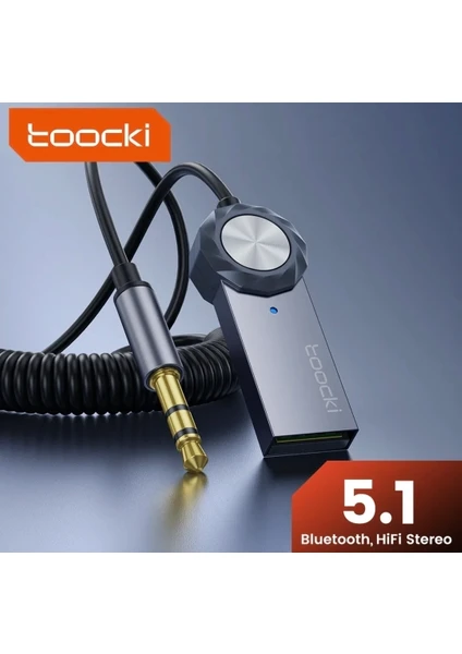 Toocki Aux Bluetooth Mikrofonlu Navigasyon Destekli Hi-Fi Ses 3.5mm 5.1 Verici/Hi-Fi Ses Yeni Nesil Son Teknoloji Araç Kiti