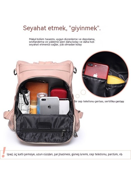 2023 Sırt Çantası Kadın Yeni Gelgit Kore Versiyonu Trend Vahşi Moda Çok Fonksiyonlu Basit Hırsızlık Önleme Seyahat Yumuşak Deri Sırt Çantası (Yurt Dışından) modelleri