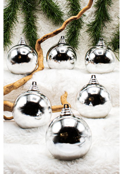 Yılbaşı Çam Ağacı Süsü Gri 8 cm 6lı Cici Top fiyatları