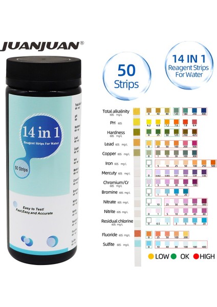 50 Adet/şişe 14 In 1 Ph Test Şeritleri Yüzme Havuzu Spa Reaktif Şeritleri Su Ph Klor Alkalinite Ph Kağıt Test Cihazı 40% Kapalı (Yurt Dışından) fiyatları