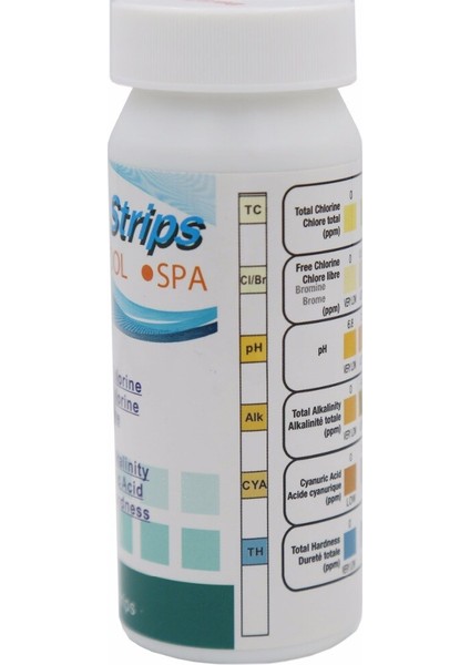 6'sı 1 Arada Yüzme Havuzu Spa Test Kiti Şeritleri Toplam Klor, Serbest Brom, Ph, Toplam Alkalinite, Siyanürik Asit, Toplam Sertlik %20 (Yurt Dışından) indirimleri