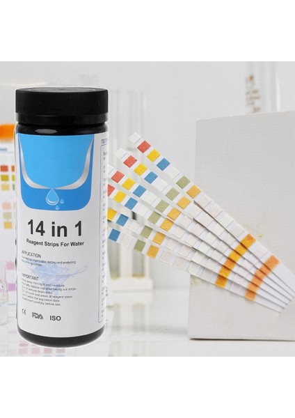 Su Test Şeritleri Su Kalitesi Analizi Için Reaktif Şeridi 14 Analiz Artık Klor Ph Toplam Alkalinite ile Test (Yurt Dışından)