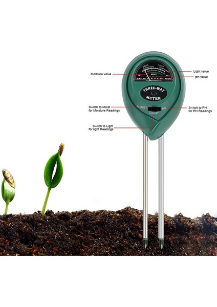3'lü Paket Toprak Nem Ölçer, Ph Ölçer, Işık Ölçer, Bahçe, Çiftlik, Çim Için Nem, Işık ve Ph Testi ile 3'ü 1 Arada Toprak Test Cihazı Kitleri (Yurt Dışından) modelleri