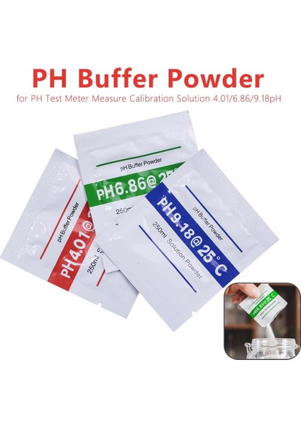 Taşınabilir Ph Tampon Tozu Ph Test Cihazı Testi Için Kalibrasyon Çözümü Ölçüsü 4.01 6.86 9.18 Nokta 50% Kapalı 3 Adet (Yurt Dışından) fiyatları