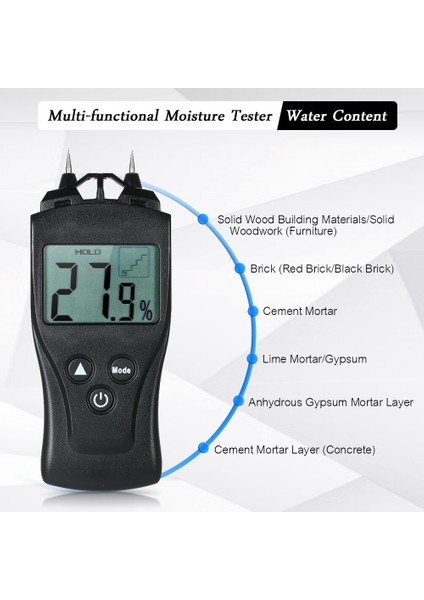 Ahşap Nem Ölçer 0%~54% 2 Pin Probu Dijital Ahşap Nem Ölçer LCD Kereste Nem Test Cihazı Nem Analizörü (Yurt Dışından) modelleri