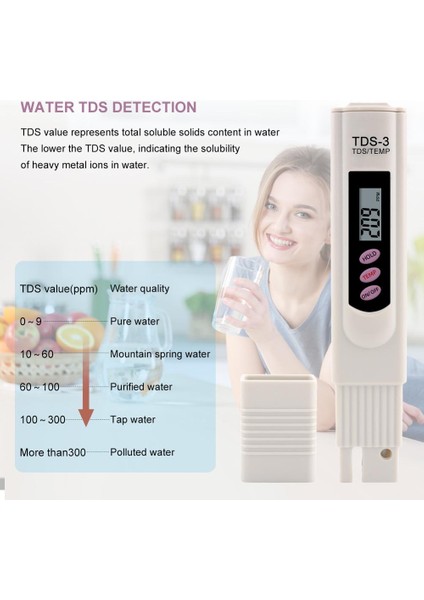 Yieryi Yeni LCD Dijital Tds Metre Tds-3 Su Kalitesi Saflık Test Cihazı Kalem Filtre Sıcaklığı Ppm Akvaryum Ürünleri Geldi (Yurt Dışından)