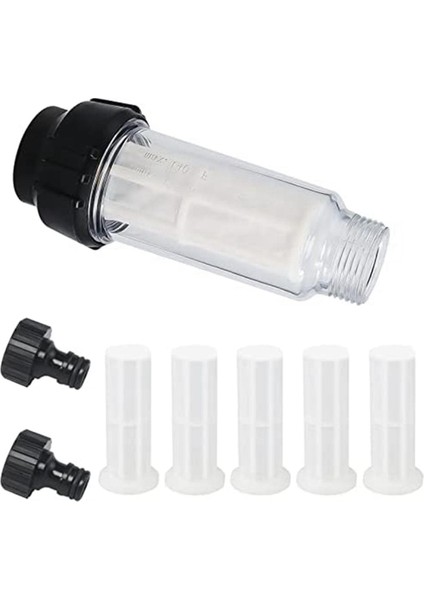 Namuny Su Filtresi Bahçe Hortumu, 3/4 Inç Su Ön Filtresi Su Filtresi Seti, 5 Filtre Ek Parçası + 2 Hızlı Adaptör (Yurt Dışından)