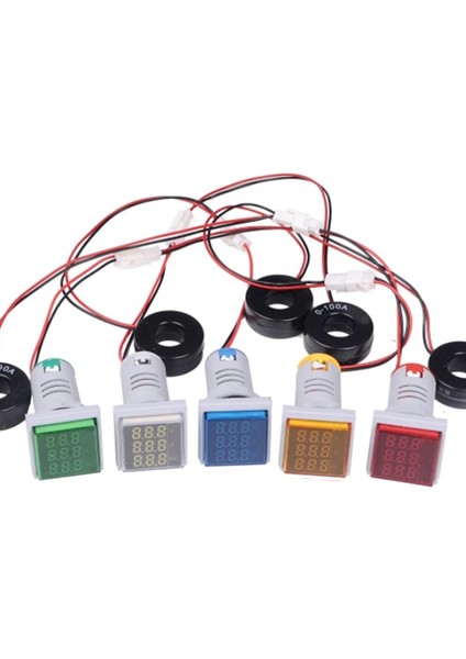 Mini Dijital Voltmetre Ampermetre 22MM Kare Ac 50-500V 0-100A 0-99Hz Gerilim Test Cihazı Metre LED Pilot Lamba Işığı (Yurt Dışından)