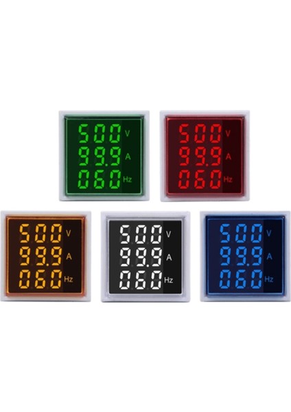 Mini Dijital Voltmetre Ampermetre 22MM Kare Ac 50-500V 0-100A 0-99Hz Gerilim Test Cihazı Metre LED Pilot Lamba Işığı (Yurt Dışından) modelleri
