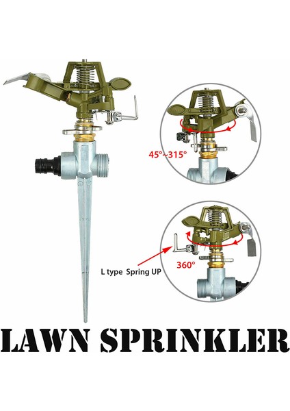 Su Yağmurlama Bahçe Çim Impulse Metal Spike Çim Hortumu 360 Derece Güneş Işığı Süper Mağaza (Yurt Dışından) fiyatları