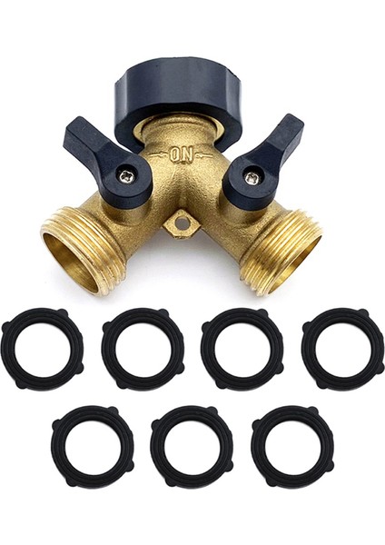 Bahçe Hortumu Ayırıcı 2 Yollu Ağır Hizmet Tipi Pirinç Konnektör Musluk Ayırıcı Y Ayırıcı 2 Vana ve 7 Ekstra Kauçuk Yıkama Hortumu Tıkaç (Yurt Dışından)