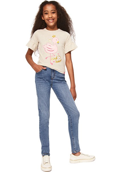 Flamingo Baskılı Kız Çocuk Tshirt