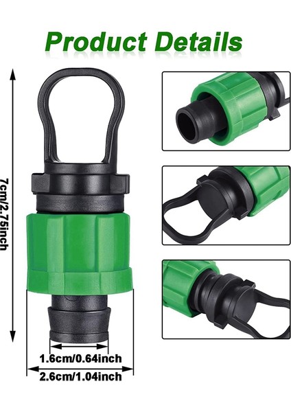 Damla Sulama Borusu Uç Kapağı Tapası 1/2 Inç Evrensel Uç Kapağı Bağlantısı, 16MM Damlama Bantlı Boru Yağmurlama Sistemi ile Birlikte (Yurt Dışından) indirimleri