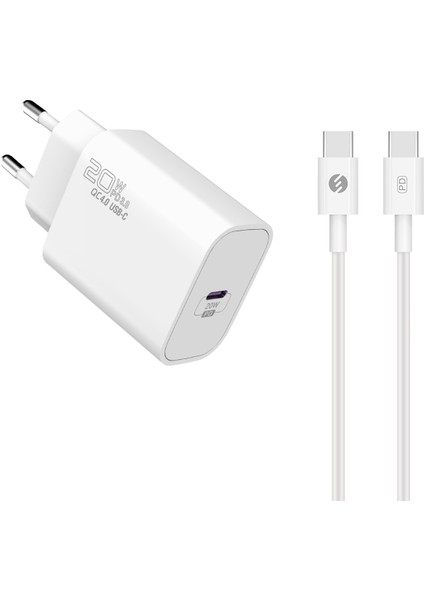 SL-EC62TP Type-C 20W Pd3.0 Quick Charge Qc4.0 Kablo + Ev Şarj Adaptör