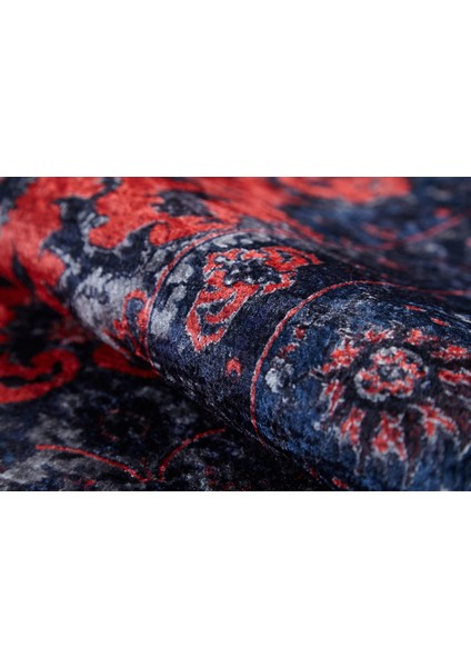 Hubballi Lacivert Göbekli Polyester Dijital Baskı Halı
