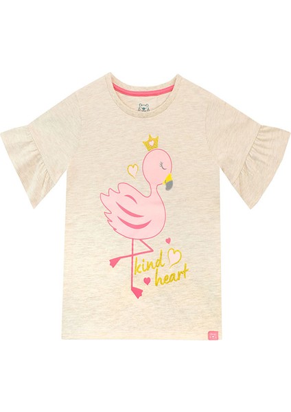 Flamingo Baskılı Kız Çocuk Tshirt
