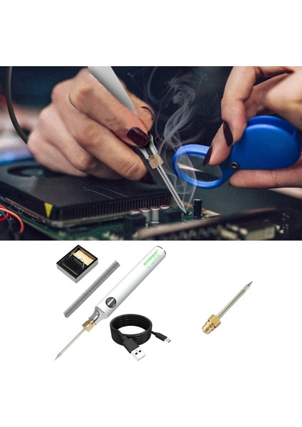 5V 8W Lehimleme Kiti Mini Elektrikli Havya Araçları Ekipmanları USB ile Güçlendirilmiş Ayarlanabilir Sıcaklık Lehim Standı ve Teneke Wi (Yurt Dışından) modelleri