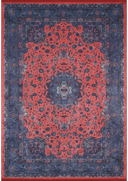 Hubballi Lacivert Göbekli Polyester Dijital Baskı Halı