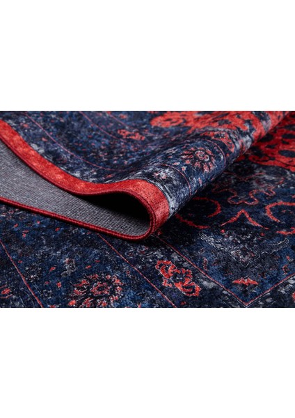 Hubballi Lacivert Göbekli Polyester Dijital Baskı Halı