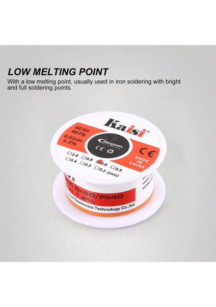0.6mm SN60/PB40 0.01SIN %1.2 Düşük Erime Noktalı Kalay Kurşun Kalay Tel Lehim Teli Rulo - Gümüş (Yurt Dışından) indirimleri