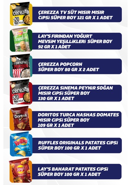 PepsiCo Dizi Cips Paketi (Doritos, Ruffles, Lay's, Çerezza)