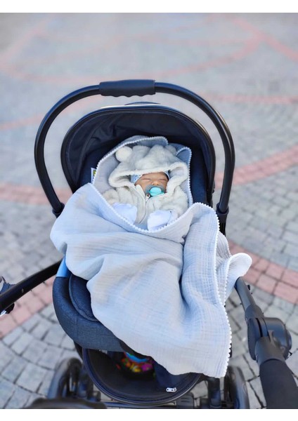 Müslin Bebek Battaniyesi Gri 6 Katlı Müslin