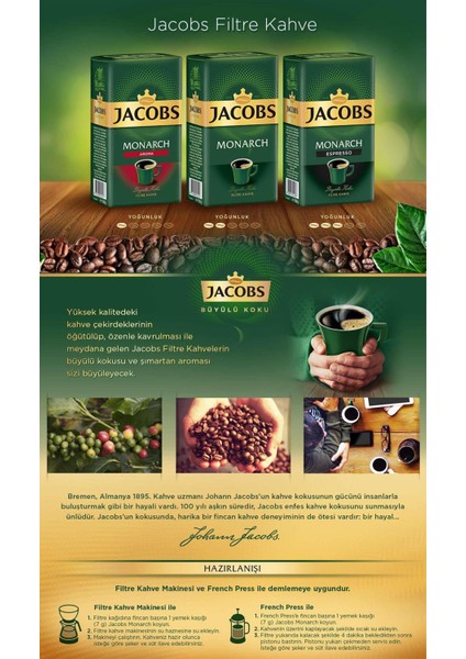 Türk Kahvesi 500 gr + Jacobs Monarch Filtre Kahve 500 gr fırsatları