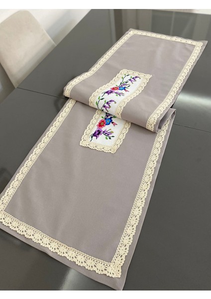 Parla Lifee Kanaviçe Işleme Linen Runner 40 x 140 cm