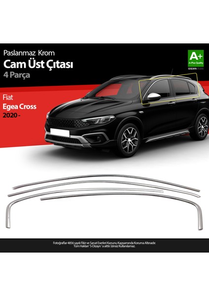 Fiat Egea Cross Krom Cam Üst Çıtası 4 Parça 2020 Üzeri