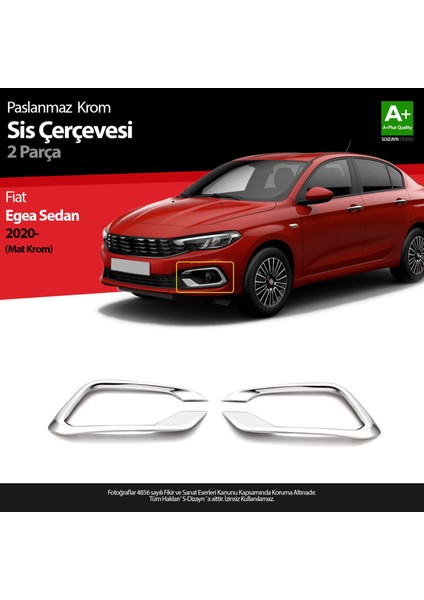 Fiat Egea Sedan Krom Sis Çerçevesi 2 Prç. 2020 Üzeri (Mat Krom)