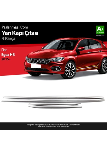 Fiat Egea Hb Krom Yan Kapı Çıtası 4 Parça 2015 Üzeri