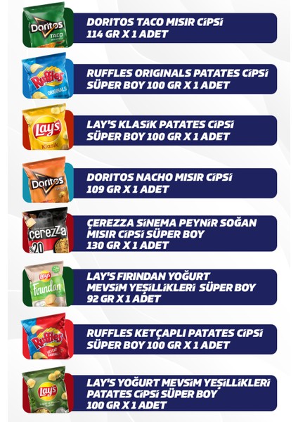 PepsiCo Hero Cips Paketi (Doritos, Ruffles, Lay's, Çerezza)