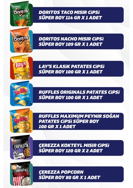 PepsiCo Parti Cips Paketi (Doritos, Ruffles, Lay's, Çerezza)