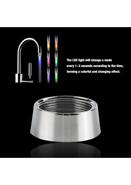 Ha 24MM - 22MM Adaptör LED Işıklı Musluk LED Musluk Sıcaklık Kontrolü-Gümüş (Yurt Dışından)