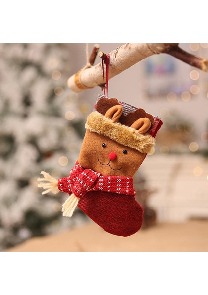 Noel Çorabı Mini Çorap Noel Baba Şeker Hediye Çantası Ağacı Asılı Dekor (Yurt Dışından)