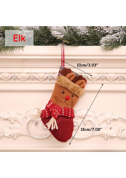 Noel Çorabı Mini Çorap Noel Baba Şeker Hediye Çantası Ağacı Asılı Dekor (Yurt Dışından) modelleri