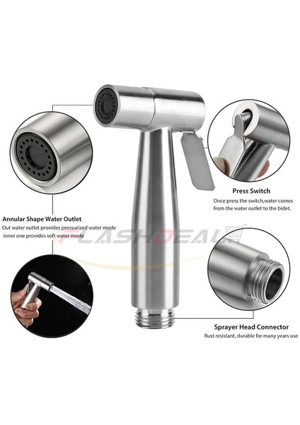 Iflashdeal Su Püskürtme El Bezi Bebek Bezi Bide Paslanmaz Çelik Yüksek Basınçlı El Duş Yıkama Su Püskürtme Kafası Banyo, Tuvalet Için (Yurt Dışından)